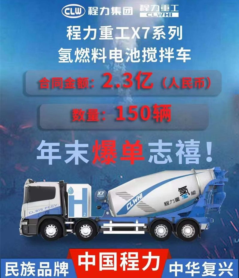 程力集團(tuán)斬獲近2.3億氫能源攪拌車大額訂單